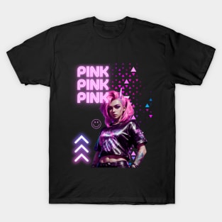 Style Revolution: Cyberpunk 3D Video Game Chic – Pink Tee Edition! T-Shirt